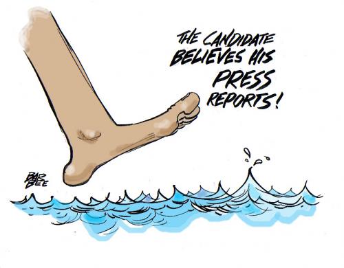 Cartoon: on WATER (medium) by barbeefish tagged press,adulation