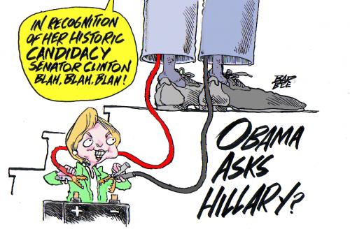 Cartoon: THE CONVENTION (medium) by barbeefish tagged hillary,and,obama