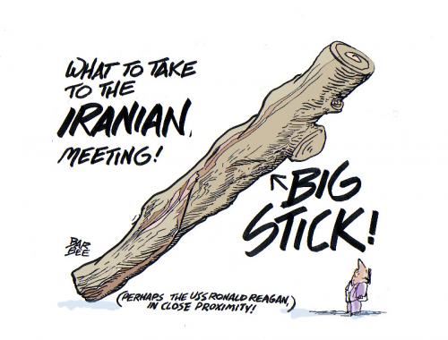 Cartoon: THE MEETING WITH IRAN (medium) by barbeefish tagged nukes,oil,etc
