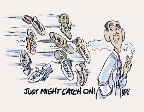 Cartoon: the shoe thing (medium) by barbeefish tagged obama