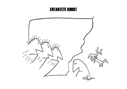 Cartoon: ENTARTETE KUNST (medium) by uber tagged kunst,art,modern,kunst,morderne,künstler,neandertaler,steinzeit,höhlenmalerei