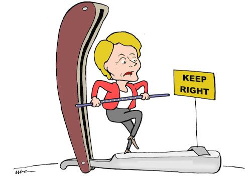 Cartoon: KEEP RIGHT (medium) by uber tagged vonderleyen,ue,destra,vonderleyen,ue,destra