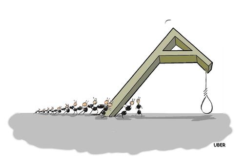 Cartoon: TENACIOUS ANTS (medium) by uber tagged freedom,dead,penalty,pena,di,morte,liberta,tiere,ameisen,galgen,strick,freiheit,arbeit,job,sterben,todesstrafe