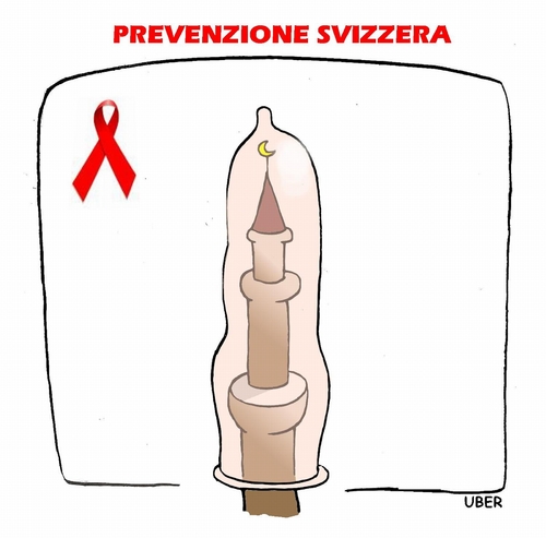 Cartoon: WORLD AIDS DAY (medium) by uber tagged aids,hiv,sida,swiss,minaret,minarets,minarett