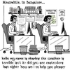 Cartoon: Bangalore (small) by cartoonsbyspud tagged cartoon,spud,hr,recruitment,office,life,outsourced,marketing,it,finance,business,paul,taylor