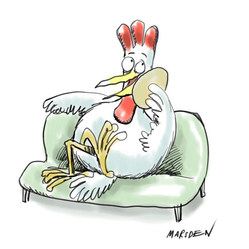 Cartoon: Chicken on the phone (medium) by ian david marsden tagged chicken,phone,mobile,modern,technology,iphone
