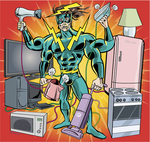Cartoon: Energie Verschwender Man (medium) by ian david marsden tagged super,hero,superhero,energy,household,wasting,strom,sparen,renewable,energies,comic,cartoon,bd,zeichner,illustrator,marsden