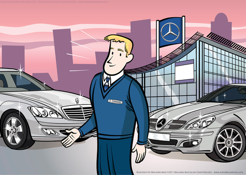 Cartoon: Illustration for Mercedes-Benz (medium) by ian david marsden tagged corporate,company,mercedes,benz,illustration,firma,business,illustrator,professional