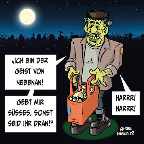 Cartoon: Halloween (medium) by Miguelez tagged halloween,frankenstein,schreck