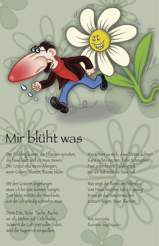 Cartoon: Mir blüht was (medium) by Miguelez tagged weglaufen,blume,heuschnupfen