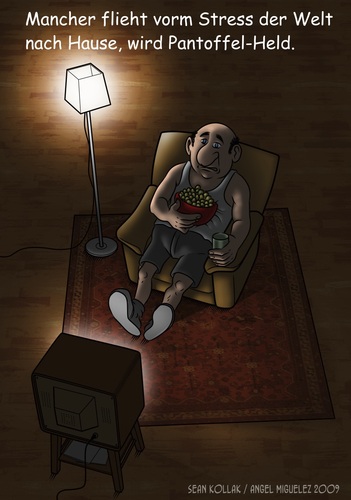 Cartoon: Pantoffelheld (medium) by Miguelez tagged pantoffelheld,tv,sofa