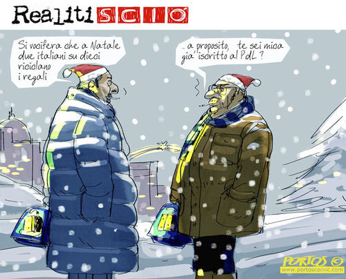 Cartoon: Regali di Natale riciclati (medium) by portos tagged natale,tessera,pdl,sotto,albero