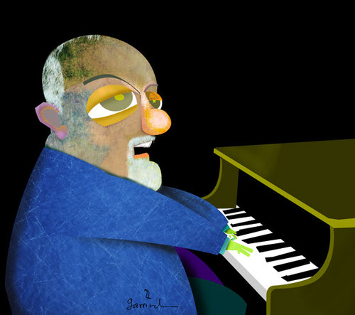Cartoon: Billy Joel (medium) by Garrincha tagged music,personalities,rock,stars