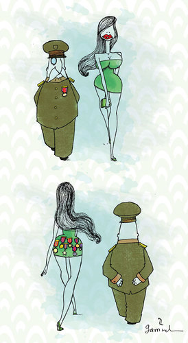 Cartoon: War medals (medium) by Garrincha tagged comic,gag,cartoon,garrincha,make,love,not,war