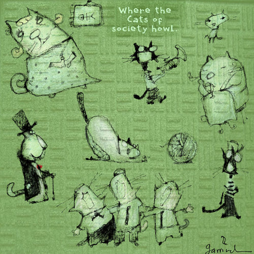 Cartoon: Where the Cats of society howl (medium) by Garrincha tagged cats,society