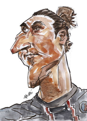 Cartoon: Zlatan Ibrahimovic (medium) by daulle tagged caricature,daulle,football,europe,zlatan,psg,ibrahimovic
