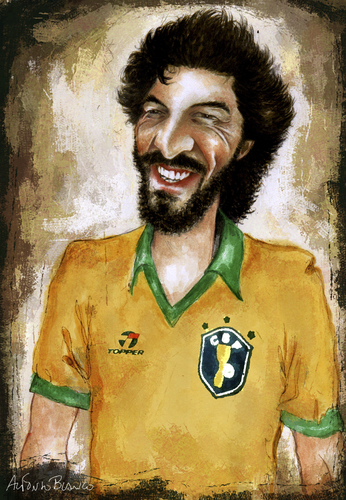 Cartoon: Socrates (medium) by lagrancosaverde tagged socrates,brazil,fussbal,futbol,karikatur,caricatura