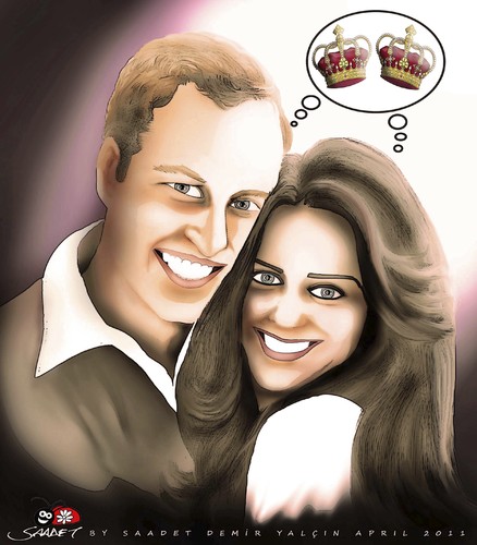 Cartoon: Kate and William (medium) by saadet demir yalcin tagged camilla,abbey,westminster,middleton,mountbatten,windsor,palace,buckingham,queen,charles,marriage,william,kate,wedding,royal