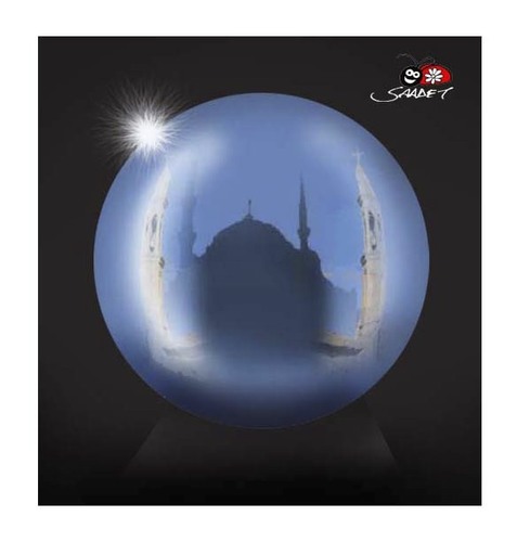 Cartoon: magic ball (medium) by saadet demir yalcin tagged magic,ball,religion,peace,world,syalcin