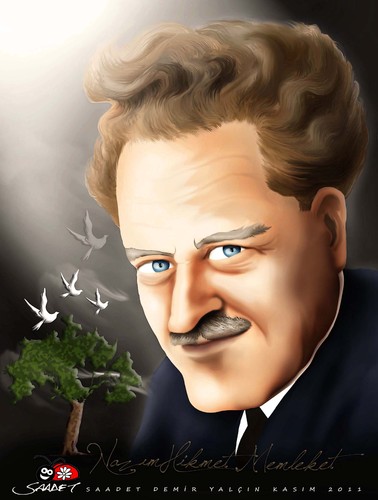 Cartoon: NAZIM HIKMET RAN (medium) by saadet demir yalcin tagged poet,nazimhikmet,sdy,saadet