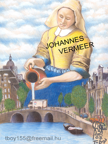 Cartoon: JAN VERMEER 2 (medium) by T-BOY tagged jan,vermeer