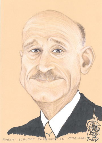 Cartoon: ROBERT SCHUMAN  PRESIDENT EU (medium) by T-BOY tagged robert,schuman,president,eu