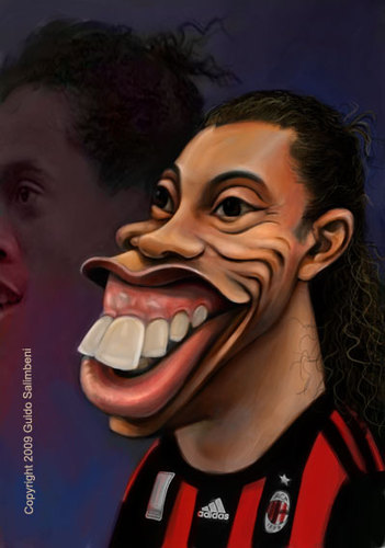 Cartoon: Ronaldinho Caricatura (medium) by guidosalimbeni tagged milan,milano,calcio,soccer,caricature,football