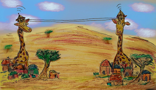 Cartoon: africa kommunication (medium) by wheelman tagged afrika,giraffe,netz,kommunikation,fun,radio