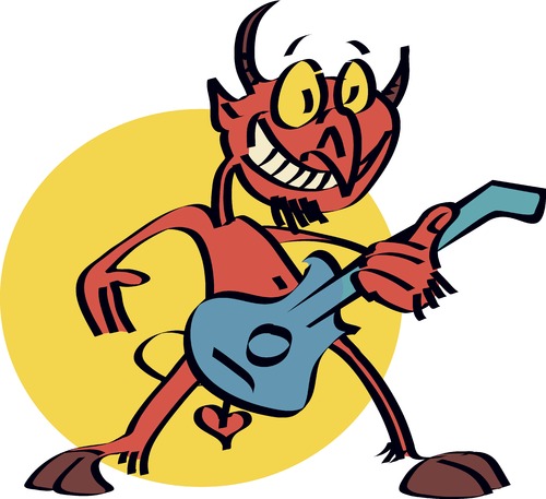 Cartoon: Metallic devil (medium) by geomateo tagged heavy,metal,band,rock,and,roll,music,psychedelic,devil