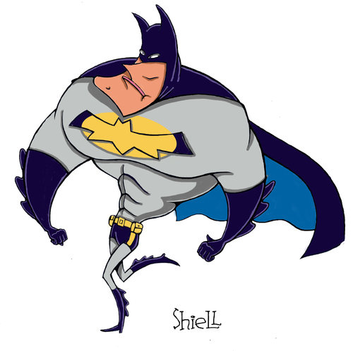 Cartoon: Batman (medium) by mikess tagged batman,superhero,tights,crime,fighter,nocturnal,strut,stroll,walk,evil,villain,gotham,city,bruce,wayne