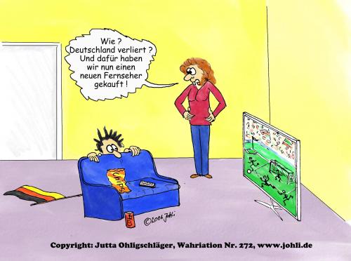 Cartoon: flatscreen (medium) by Johli tagged fußball,fernseher,frauen,männer,sport,fahne