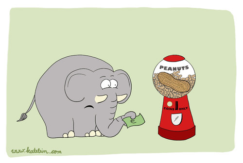 Cartoon: Coins Only (medium) by katelein tagged coins,peanuts,erdnüsse,elefant,elephant