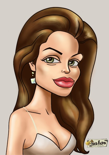 Cartoon: Angelina jolie caricature (medium) by oguzhanbasyayla tagged cartoon,caricature,oguzhan,basyayla,angelina,jolie