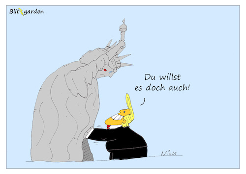 Cartoon: Du willst es doch auch (medium) by Oliver Kock tagged donald,trump,usa,präsident,president,cartoon,nick,blitzgarden