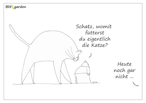 Cartoon: Katzenfutter (medium) by Oliver Kock tagged katzen,menschen,cartoon,nick,blitzgarden
