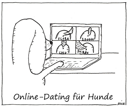 Cartoon: online dating for dogs (medium) by Oliver Kock tagged hund,dog,dating,online,internet