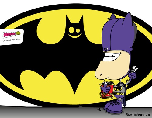 Cartoon: HERMI im Retro-Batman-Kostüm (medium) by BRAINFART tagged batman,comic,fun,lustig,character,cartoon,brainfart,humor