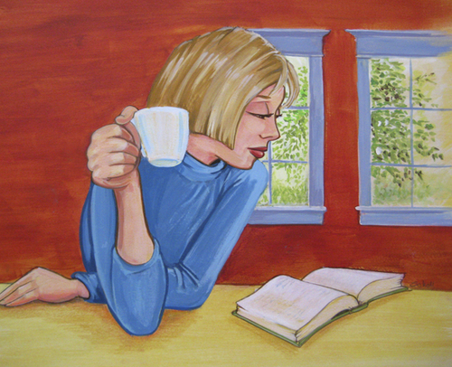 Cartoon: after dinner (medium) by michaelscholl tagged cup,woman,reading,windows