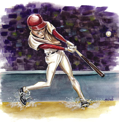 Cartoon: clean-up (medium) by michaelscholl tagged batter,swing,baseball,hitter,hit,team,sports