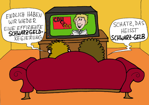 Cartoon: Schwarz-G.... (medium) by Wolfgang tagged cdu,csu,fdp,schwarzgelb,schwarzgeld,koalition,nachrichten
