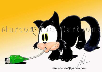 Cartoon: Mouse and Cat (medium) by Marcos Noel tagged cat,mouse,comic,animals