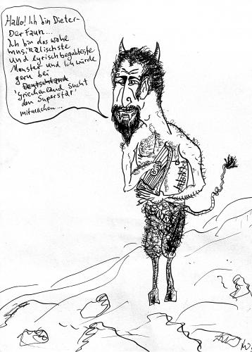 Cartoon: GSDSF (medium) by Tobias Wolff tagged griechenland,deutschland,sucht,den,super,star,faun,casting,show,