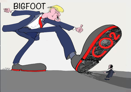 Cartoon: Bigfoot (medium) by sobecartoons tagged umweltmonster,co2,immer,auf,die,kleinen,politik,umwelt,umweltmonster,co2,immer,auf,die,kleinen,politik,umwelt