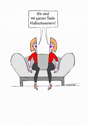 Cartoon: Halbschwestern (medium) by sobecartoons tagged verwandtschaft,andere,väter,genetik,eltern,verwandtschaft,andere,väter,genetik,eltern