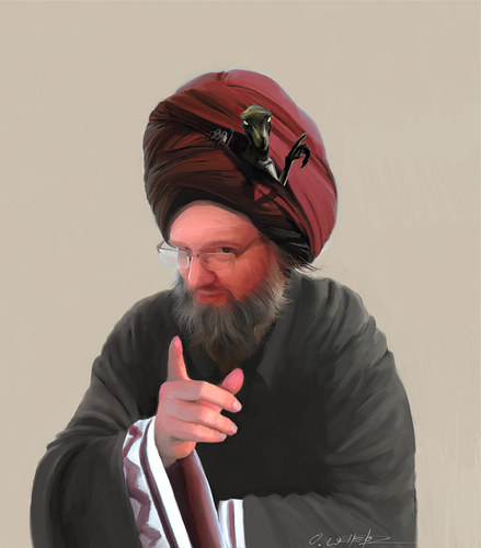 Cartoon: Turbanized Portraiture (medium) by fantasio tagged portrait,turban,spleen,satire,gemälde,autor