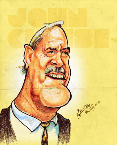 Cartoon: John Cleese (medium) by bharatkv tagged john,cleese,english,actor,funny,caricature,cartoon,pastels,bharat,india,comedian,hollywood