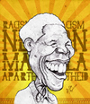 Cartoon: Nelson Mandela (small) by bharatkv tagged nelson mandela racism apartheid south africa president caricature cartoon bharat sketch