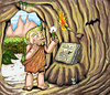 Cartoon: The first Toeby (small) by Toeby tagged cave caveman stoneage höhle höhlenmensch steinzeit mark töbermann steizeitmensch toeby