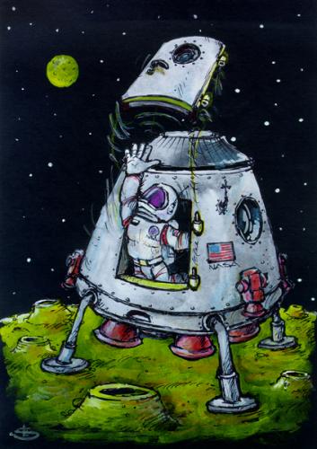 Cartoon: Hi-tech (medium) by Liviu tagged moon,door,technology,
