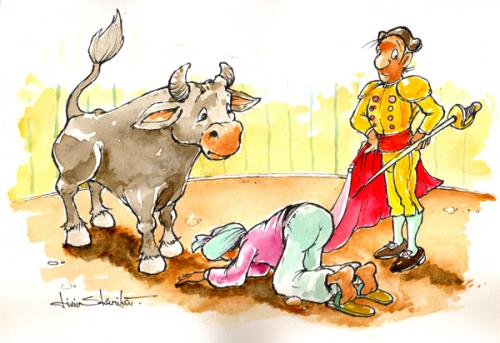 Cartoon: holly cow (medium) by Liviu tagged bull,corrida,indian,